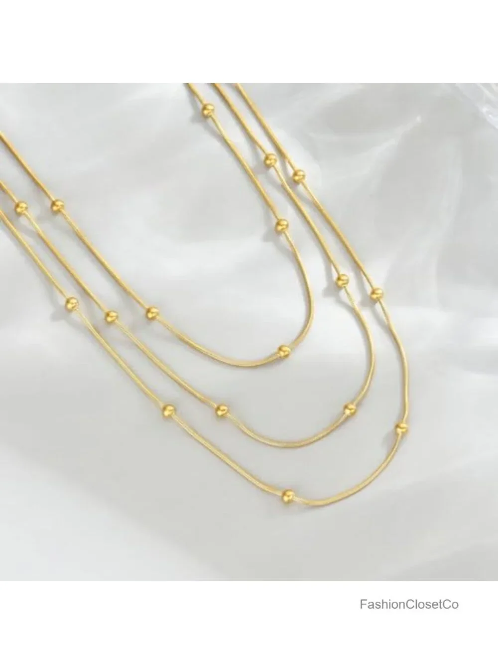 18K Gold Plated Layered Herringbone Necklace Set for Women, Dainty Non Tarnish